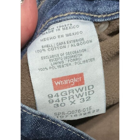 Wrangler Denim Fleece-Lined Carpenter Jeans Sz 32 x 30 Work Winter Dark Rinse - Picture 5 of 5